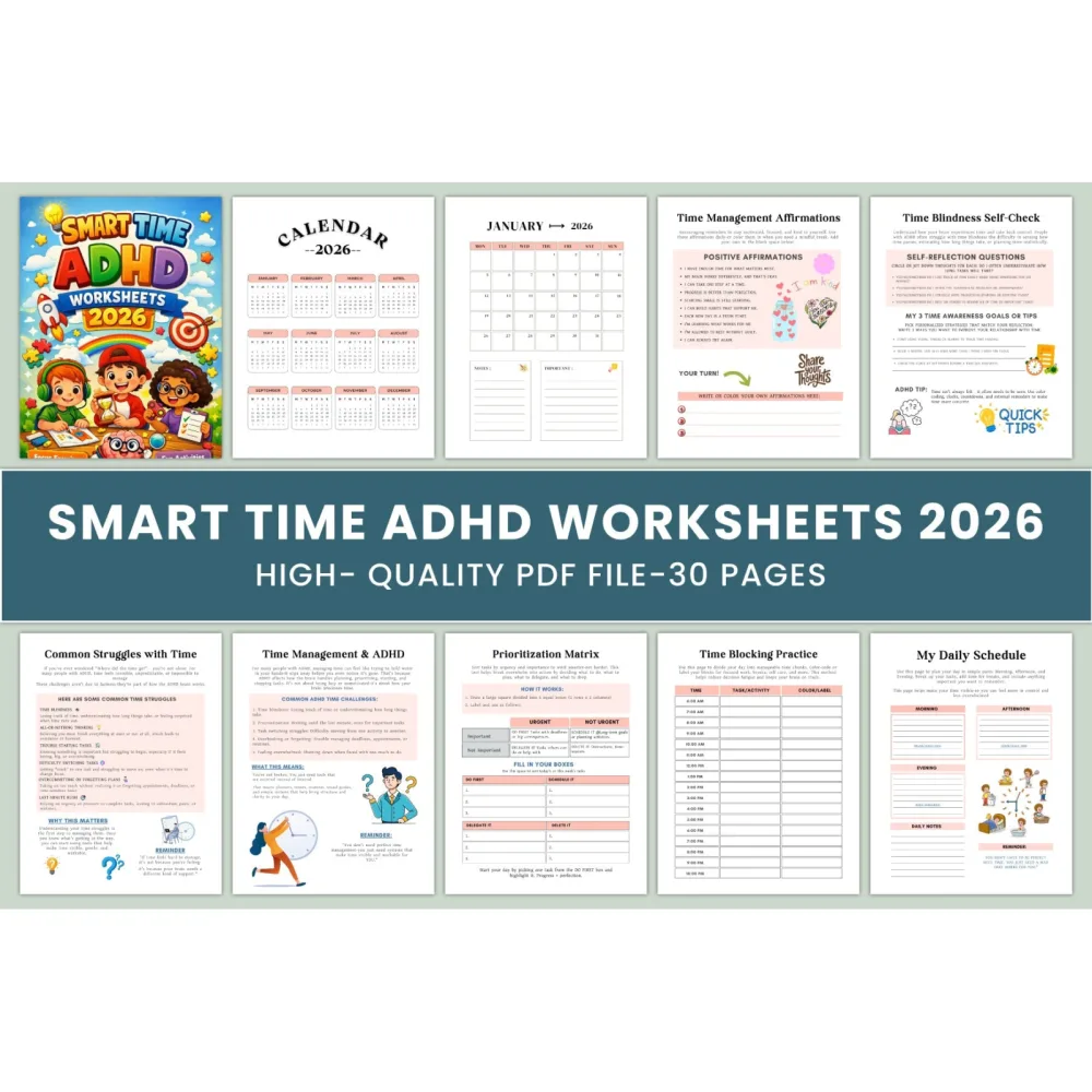 Smart Time ADHD Worksheets Book