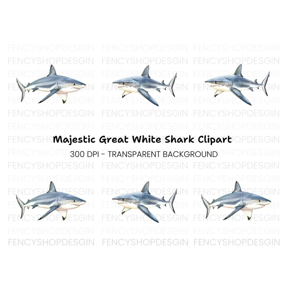 Realistic Shark Clipart Bundle