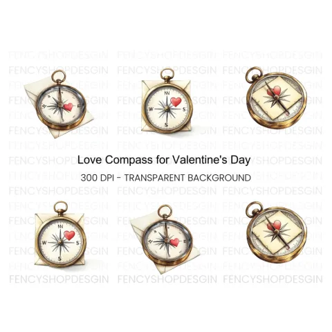 Love Compass Clipart Bundle