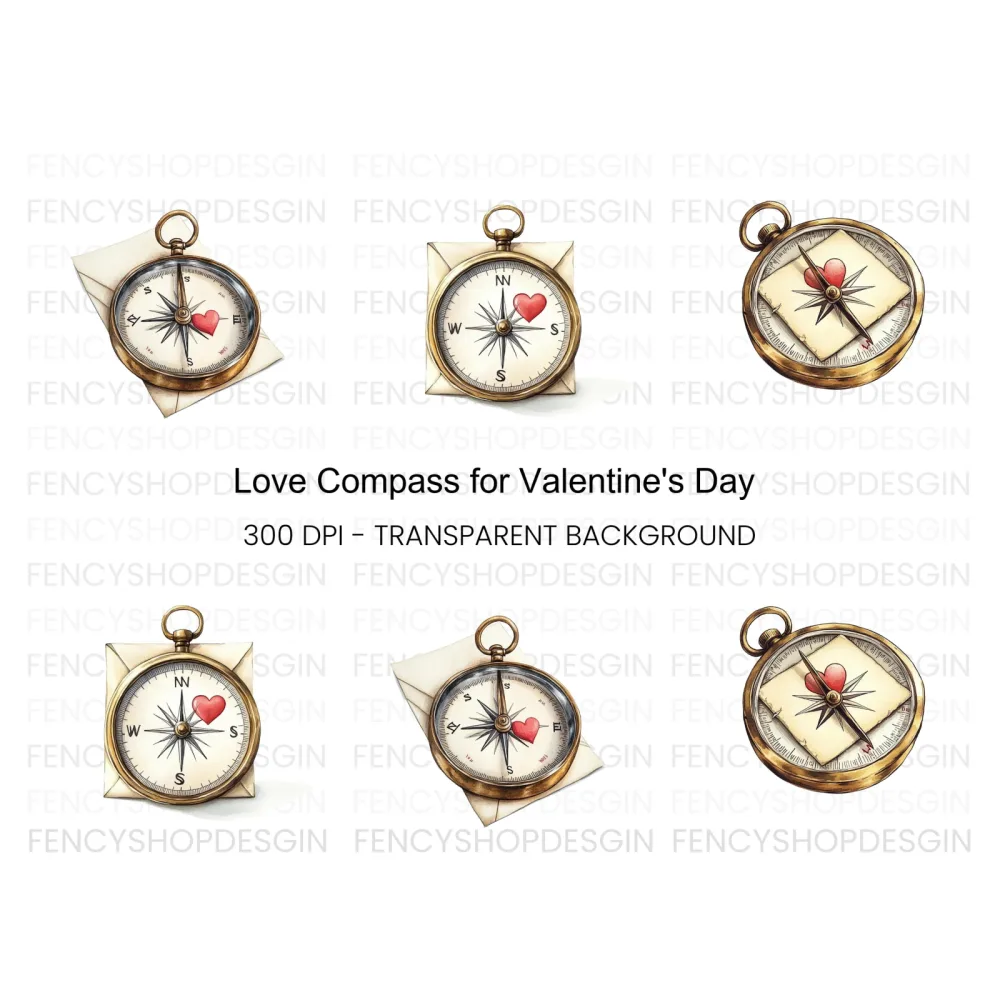 Love Compass Clipart Bundle