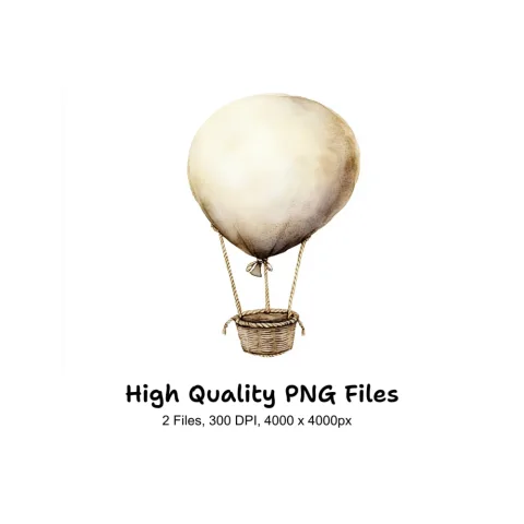Vintage Hot Air Balloon Clipart Bundle