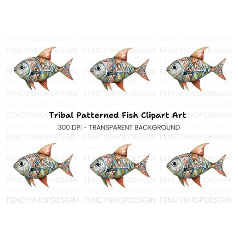 Geometric Patterned Fish Clipart Bundle