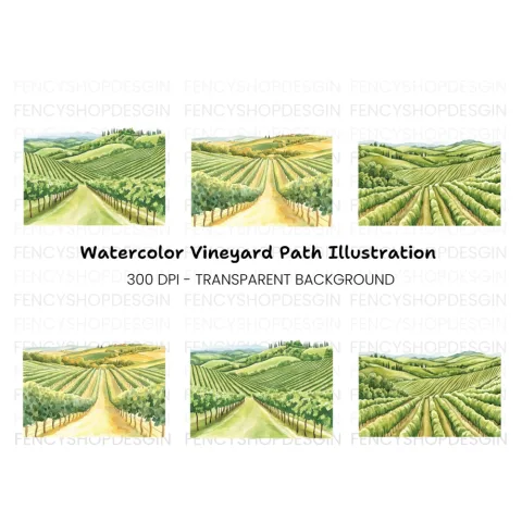 Vineyard Scenery Clipart Bundle