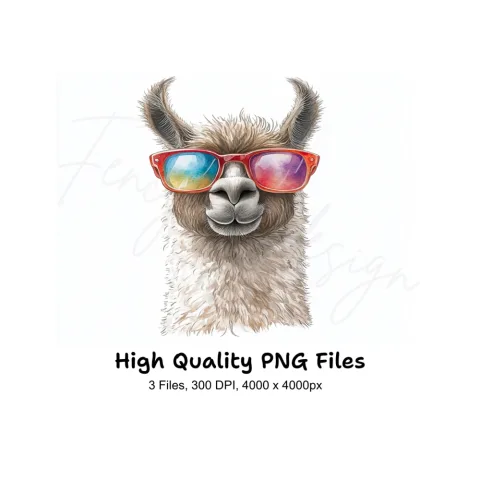 Cool Llama with Sunglasses Clipart Bundle