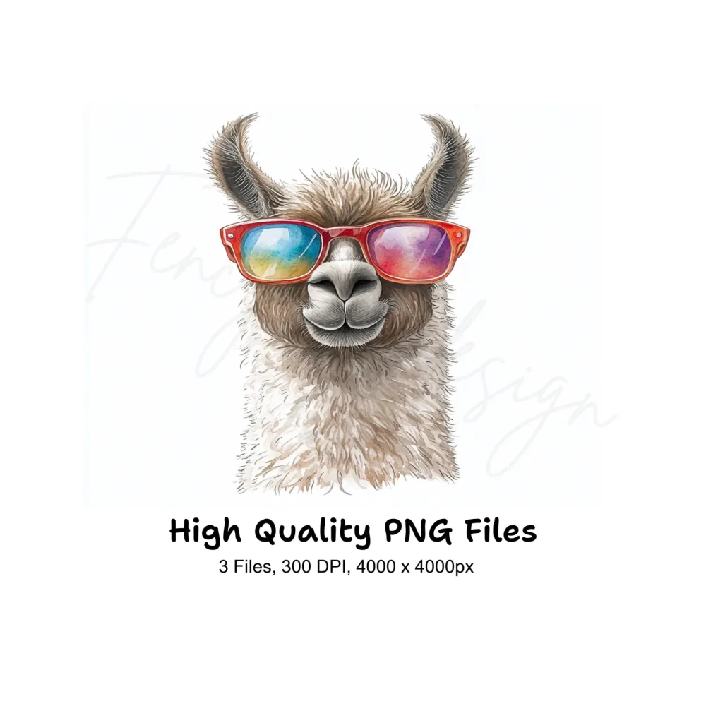 Cool Llama with Sunglasses Clipart Bundle