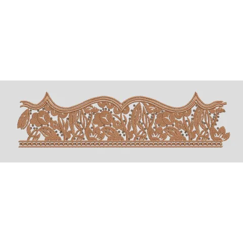 Wavy Floral Vine Border Embroidery Design