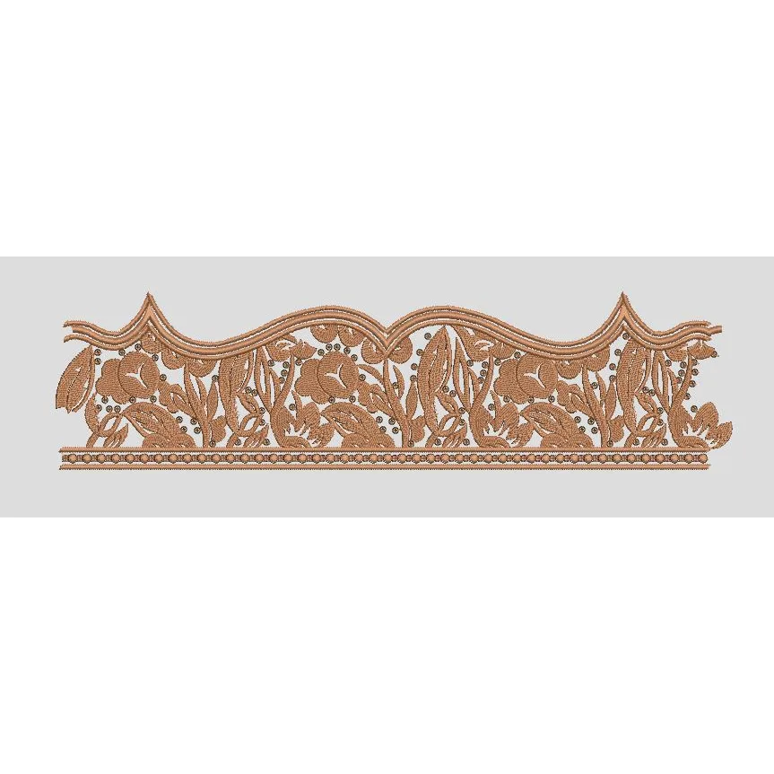 Wavy Floral Vine Border Embroidery Design