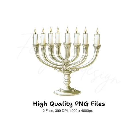 Elegant Hanukkah Menorah Clipart Bundle