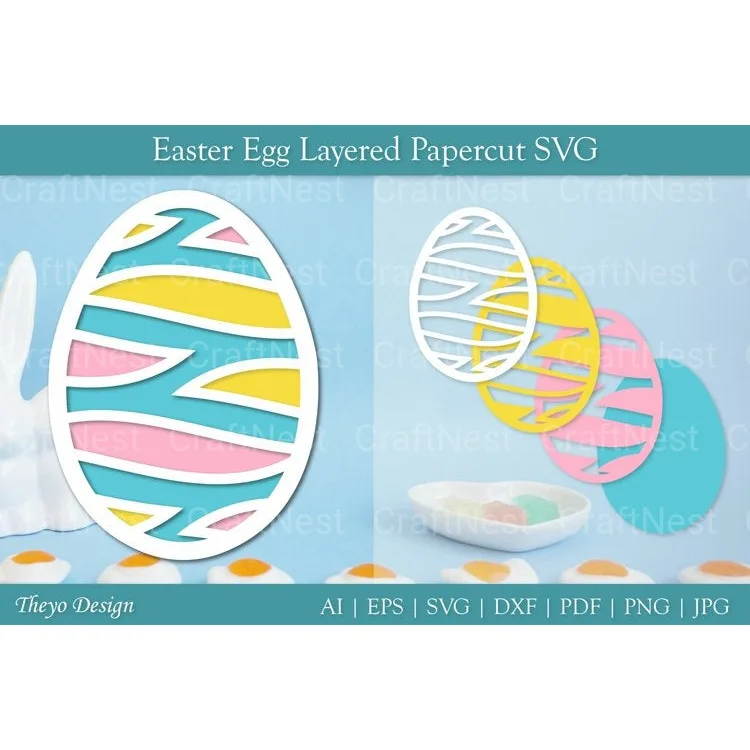 Easter Egg Layered Papercut SVG Bundle