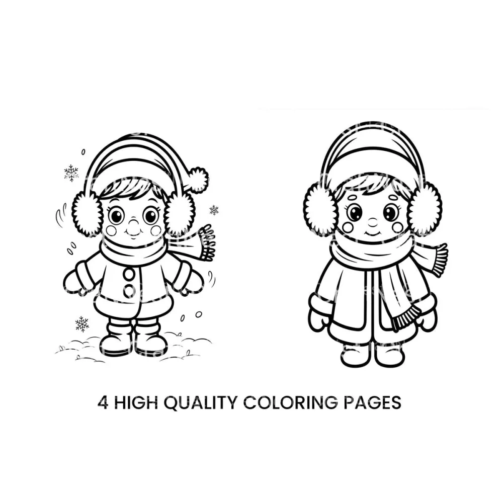 Winter Kids and Snowflakes Coloring Books