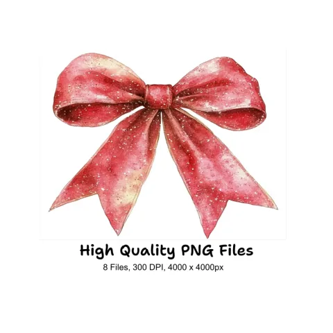 Red Christmas Bow Clipart Bundle