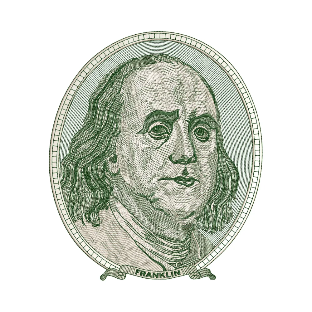 Benjamin Franklin Embroidery Design