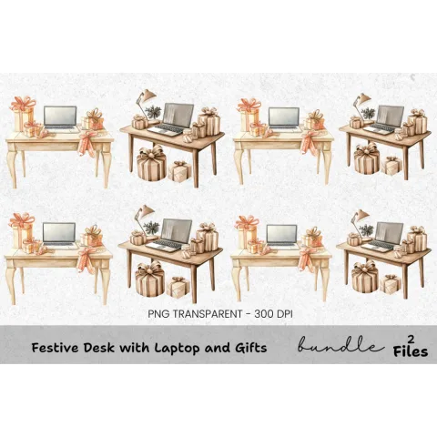 Christmas Desk Decor Clipart Bundle