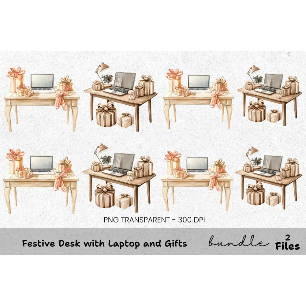Christmas Desk Decor Clipart Bundle
