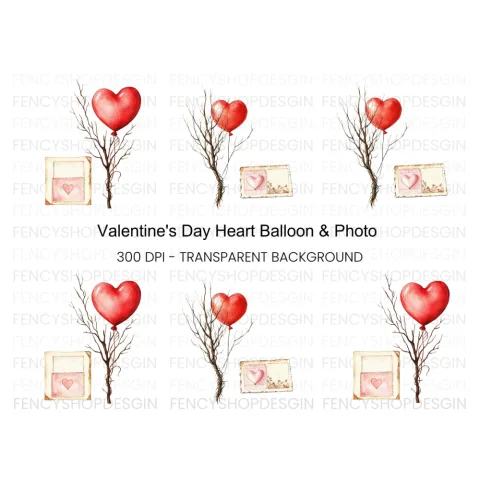 Vintage Love Hearts Branches Clipart Bundle