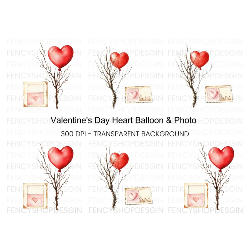 Vintage Love Hearts Branches Clipart Bundle