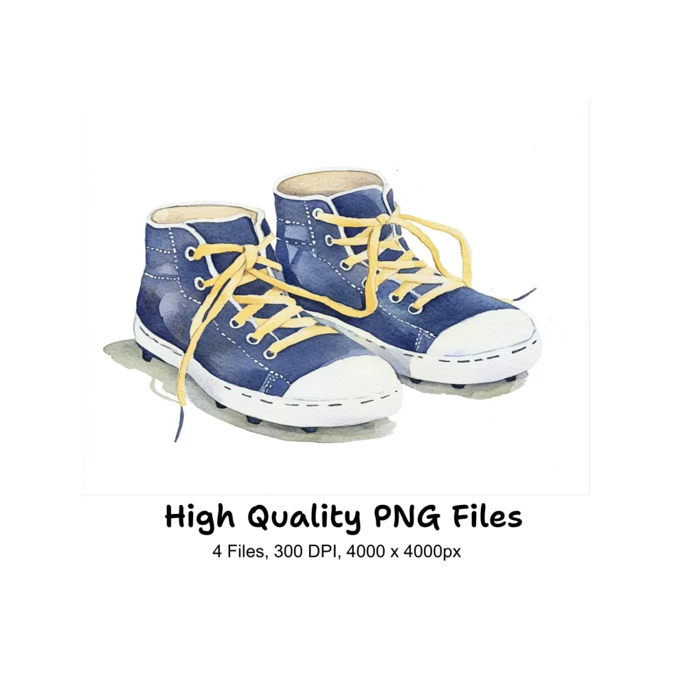 Blue White Athletic Shoes Clipart Bundle