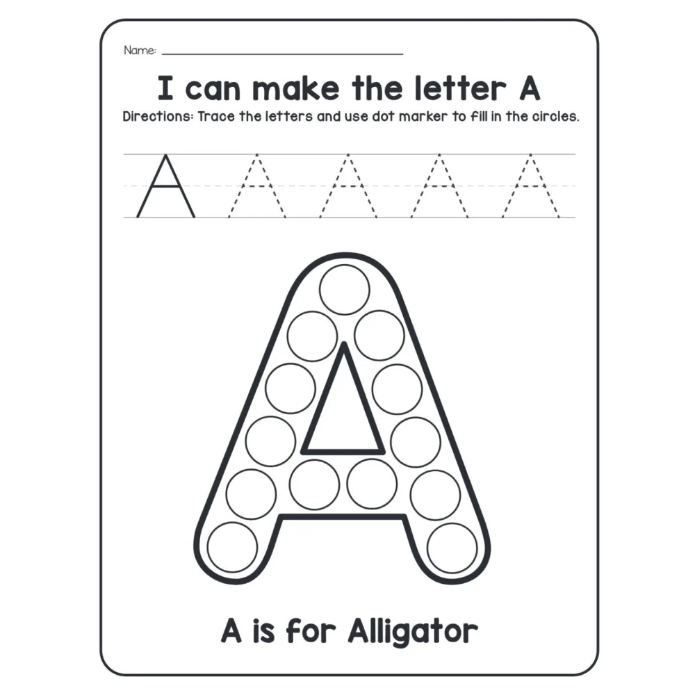 A-Z Animals Dot Marker Worksheets