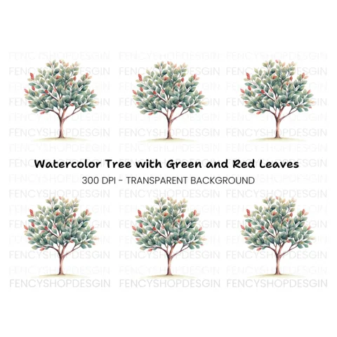 Green Tree Illustration Clipart Bundle