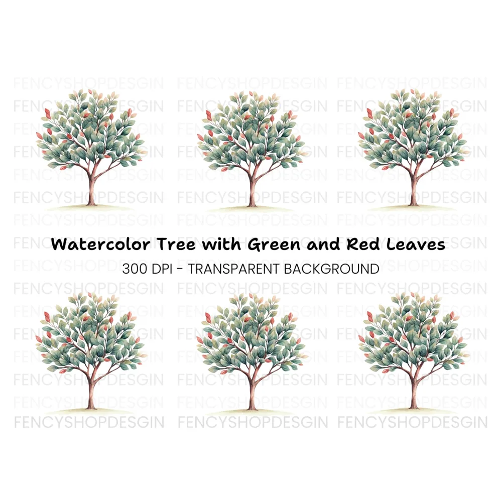 Green Tree Illustration Clipart Bundle