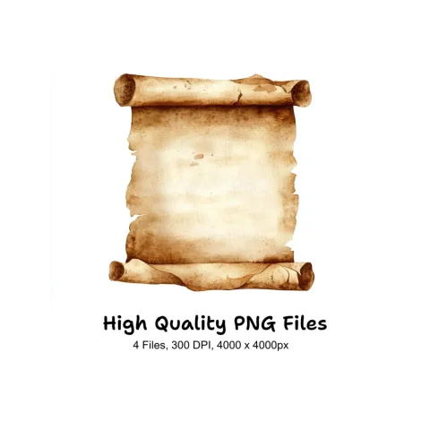 Aged Parchment Scroll Clipart Bundle