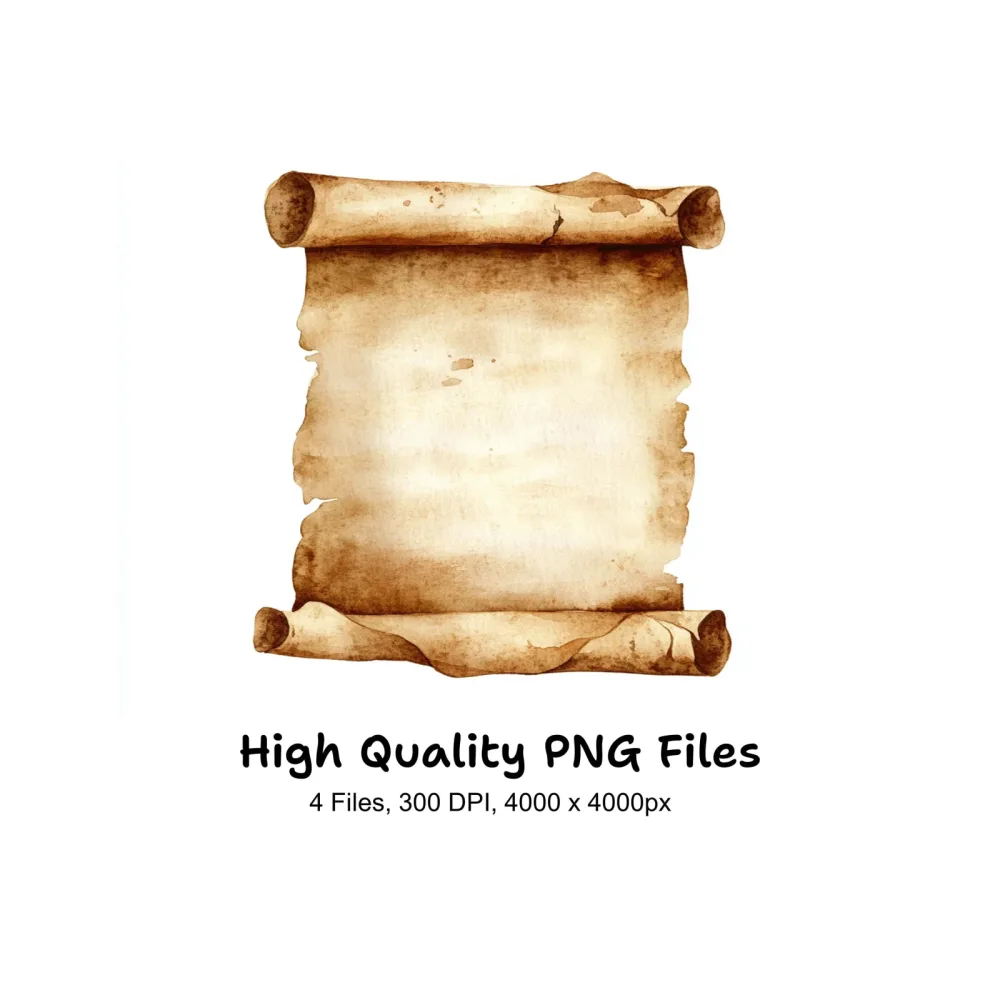 Aged Parchment Scroll Clipart Bundle