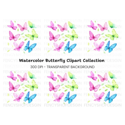 Vibrant Butterfly and Leaves Clipart Bundle