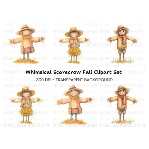 Cute Scarecrow Clipart Bundle
