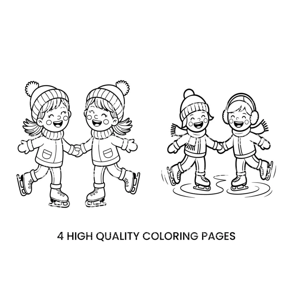 Ice Skating Winter Friends Coloring Books