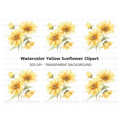 Yellow Daisy Clipart Bundle