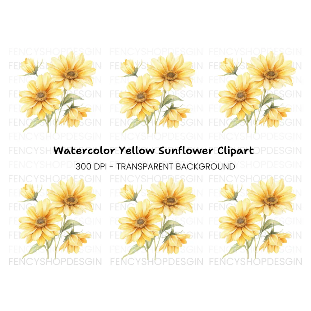 Yellow Daisy Clipart Bundle