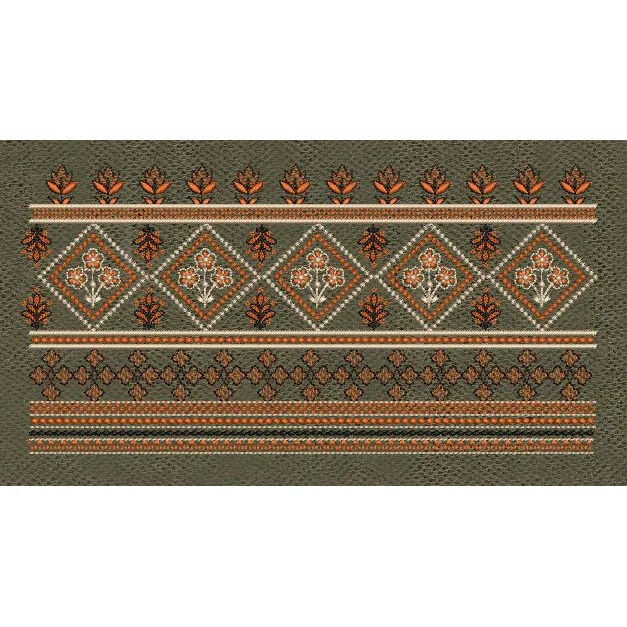 Floral Jacquard Woven Golden & Gray Embroidery Design