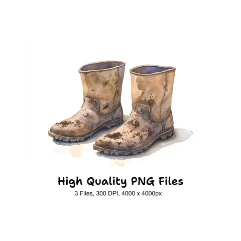 Muddy Work Boots Clipart Bundle