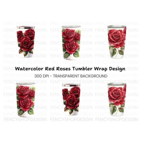 Multiple Red Roses Tumbler Clipart Bundle