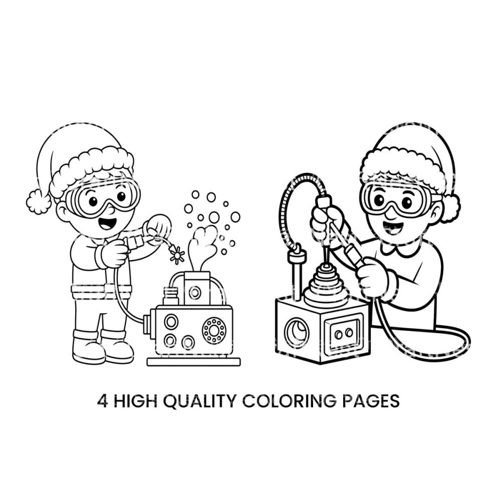 Christmas Elf Scientist Coloring Books