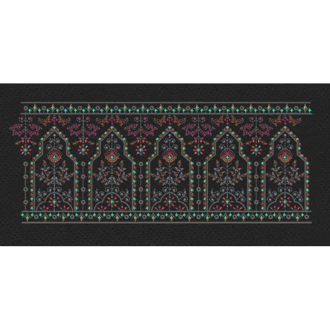 Floral Border White Vertical Flowers Embroidery Design