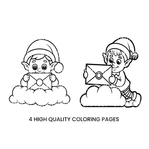 Christmas Elf With Letter Coloring Books