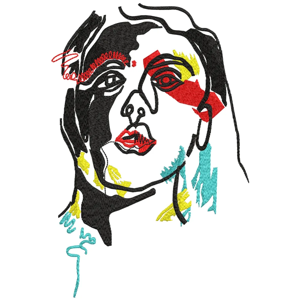 Woman Face Embroidery Design