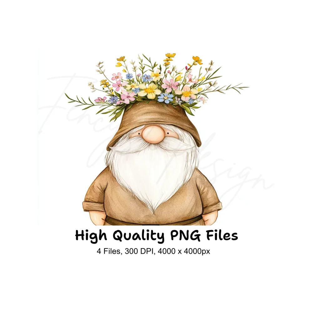 Whimsical Floral Gnomes Clipart Bundle