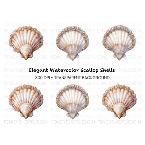 Elegant Seashell Jewels Clipart Bundle