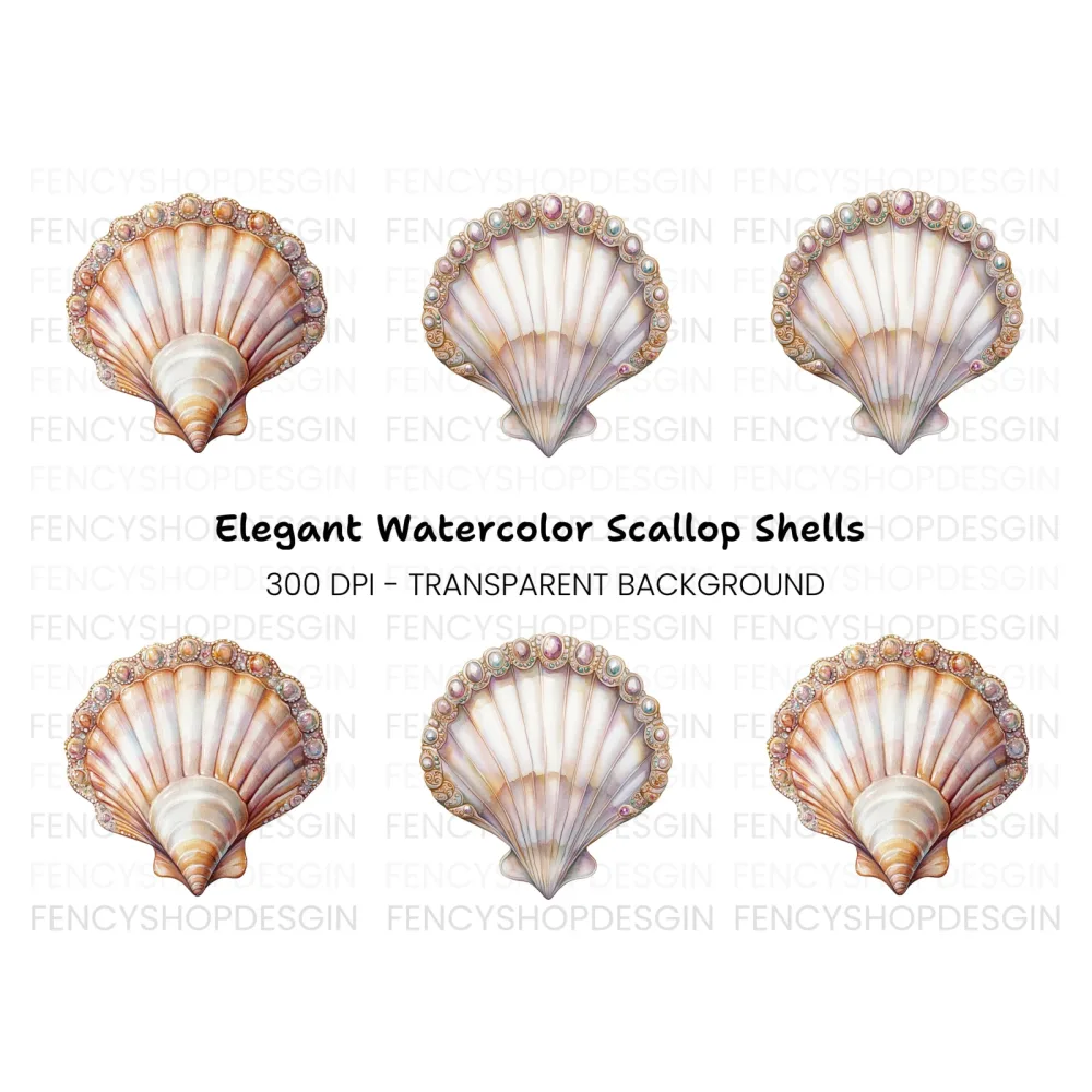Elegant Seashell Jewels Clipart Bundle