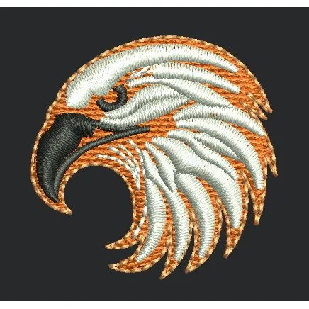 Stylized Raptor Profile Embroidery Design