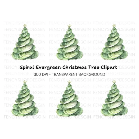 Elegant Spiral Christmas Tree Clipart Bundle