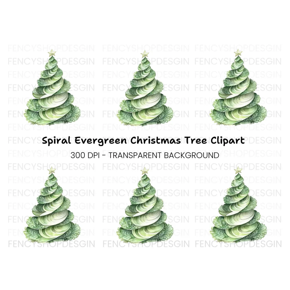 Elegant Spiral Christmas Tree Clipart Bundle
