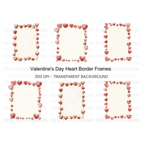 Romantic Heart Border Clipart Bundle