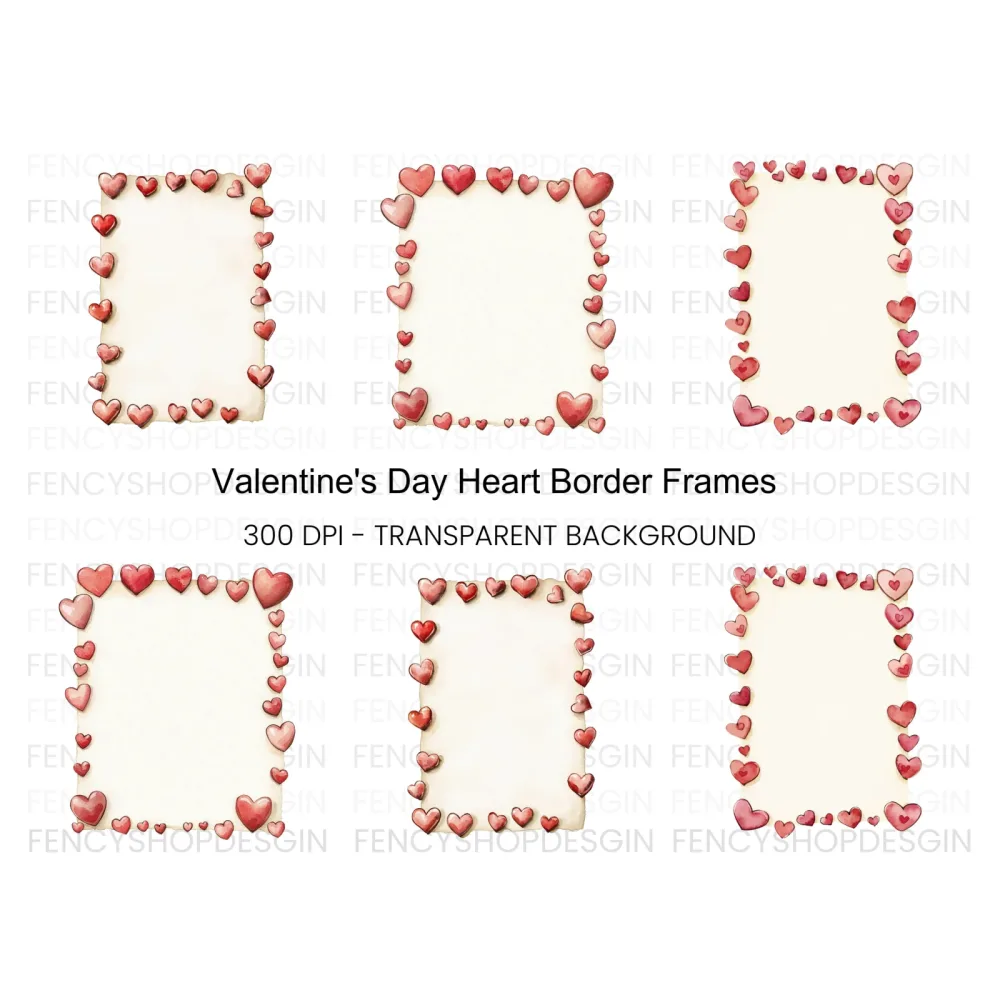 Romantic Heart Border Clipart Bundle