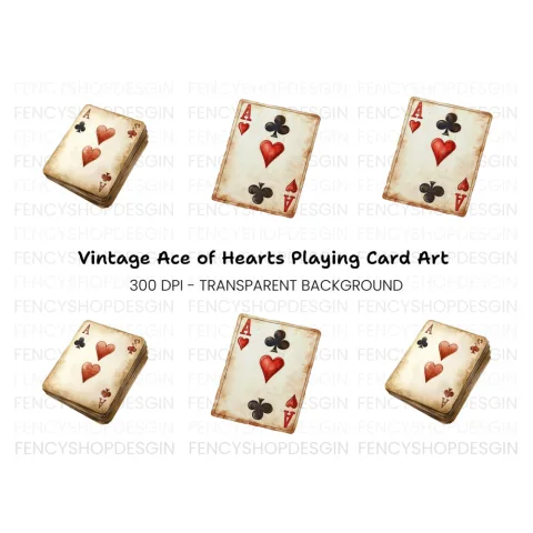 Vintage Ace Playing Card Clipart Bundle