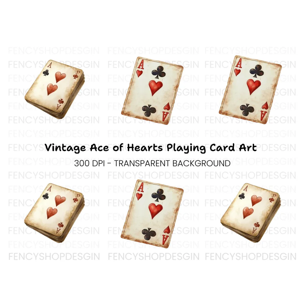 Vintage Ace Playing Card Clipart Bundle