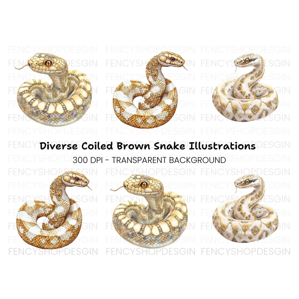 Golden Snake Clipart Bundle
