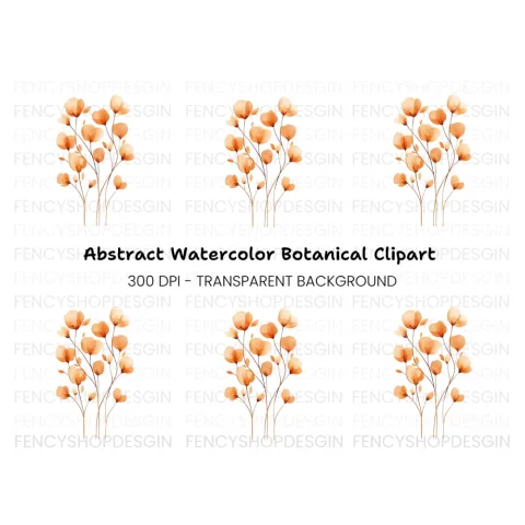 Orange Floral Clipart Bundle